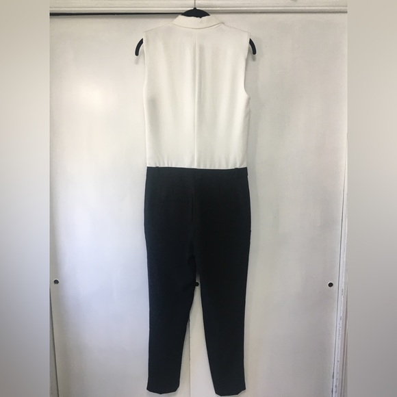 Zara Tuxedo black and white jumpsuit hidden zipper XS - Picture 2 of 12